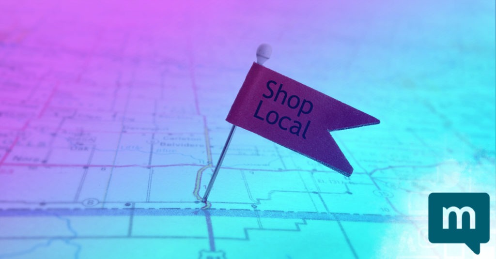 Shop local sign in a map