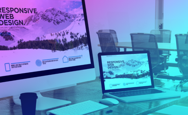 a desktop and laptop displaying the same website as a way to show if your website needs up update